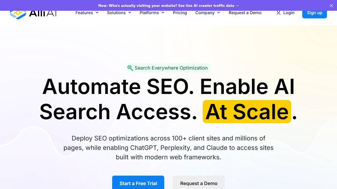 Alli AI homepage screenshot 2026