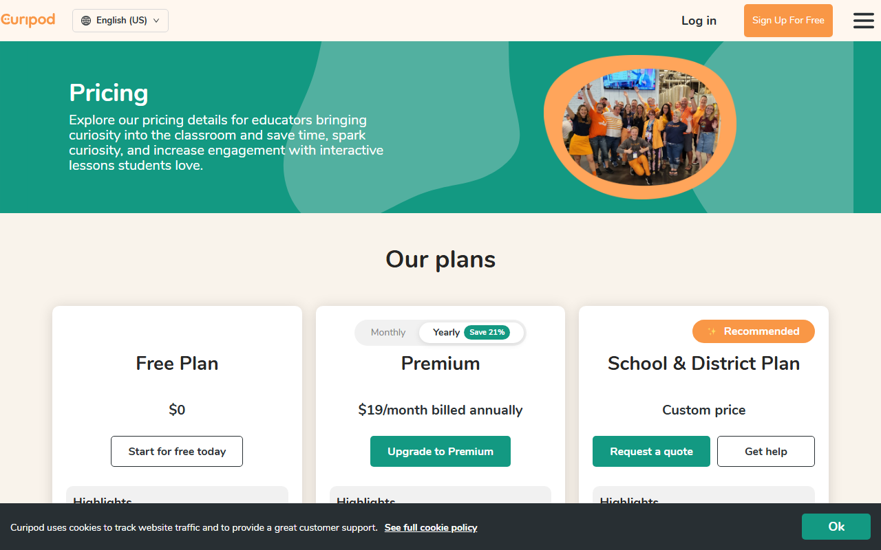 Curipod pricing plans