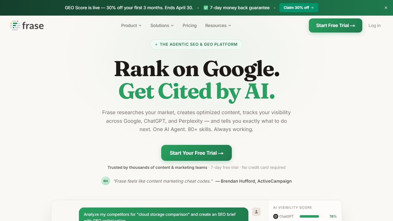 Frase homepage screenshot 2026