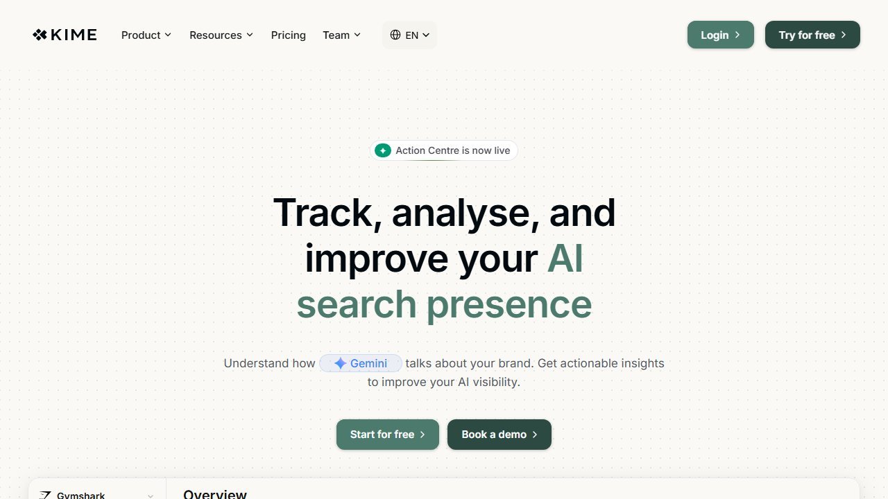 KIME AI homepage screenshot 2026