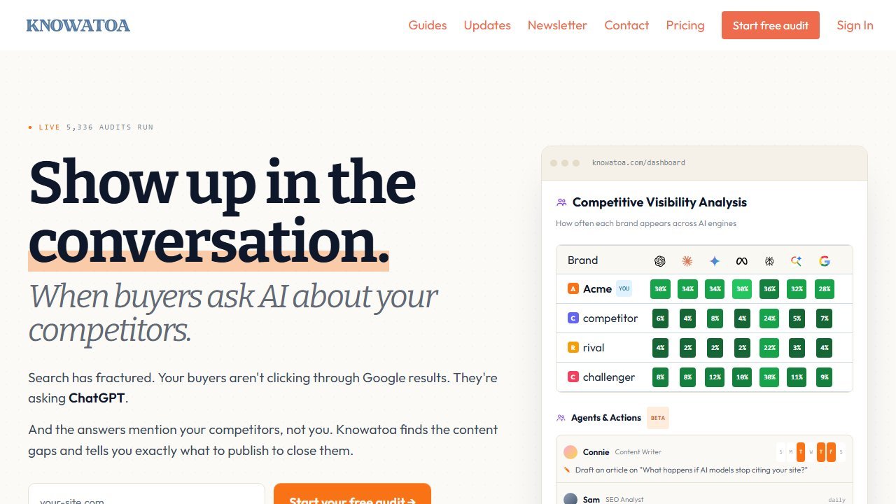 Knowatoa homepage screenshot 2026