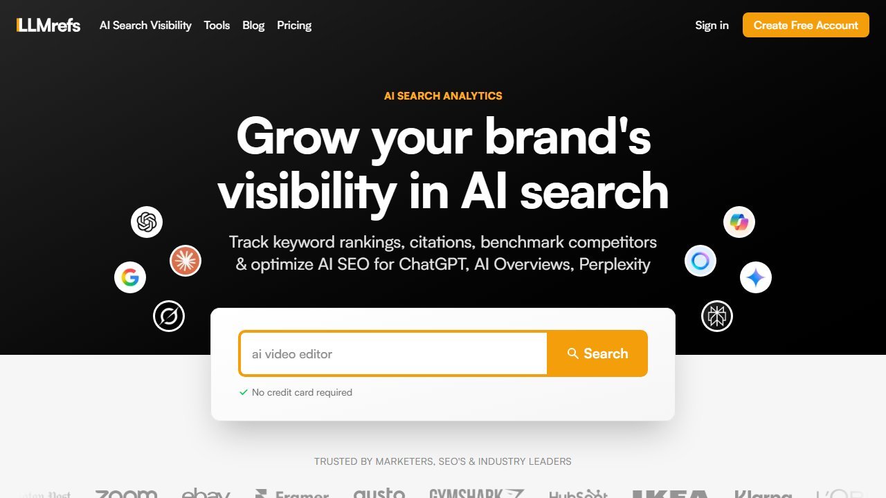 LLMrefs homepage screenshot 2026