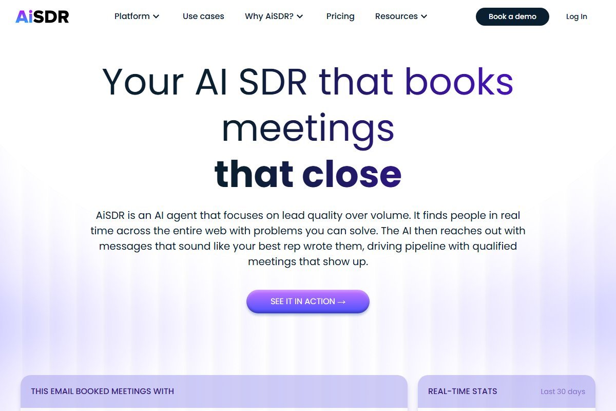 AiSDR homepage screenshot