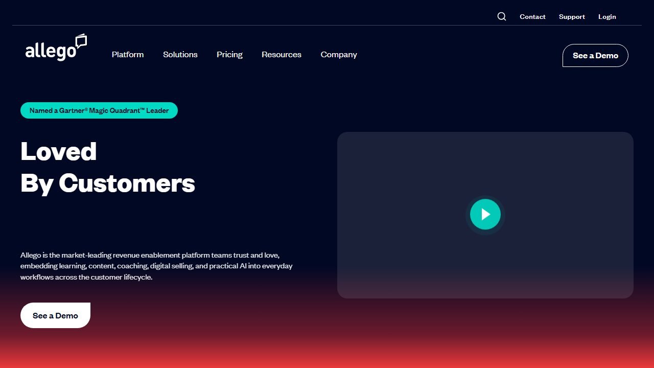 Allego homepage and interface
