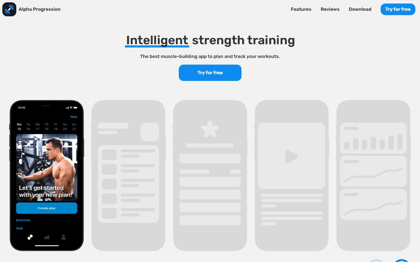 Alpha Progression homepage screenshot - ai workout generator for women