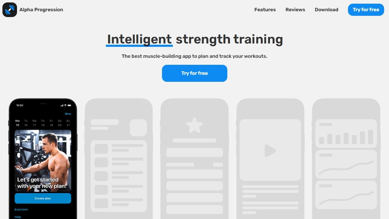 Alpha Progression homepage and interface