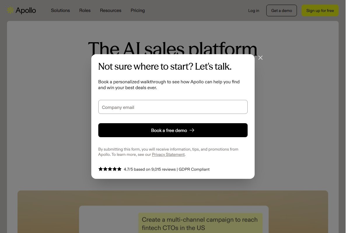 Apollo.io homepage screenshot