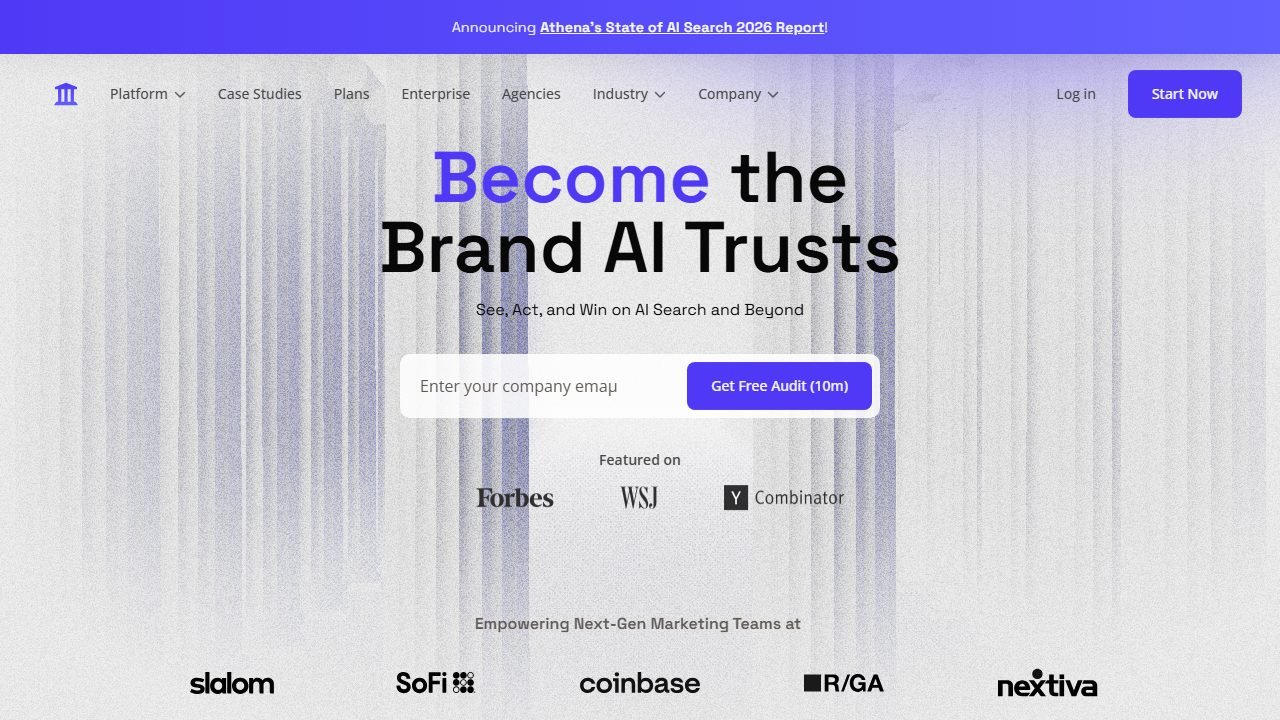 AthenaHQ homepage and interface
