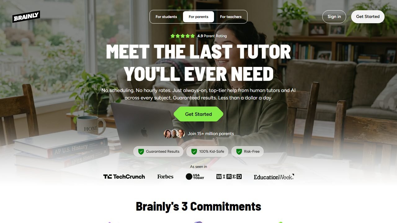 Brainly homepage and interface