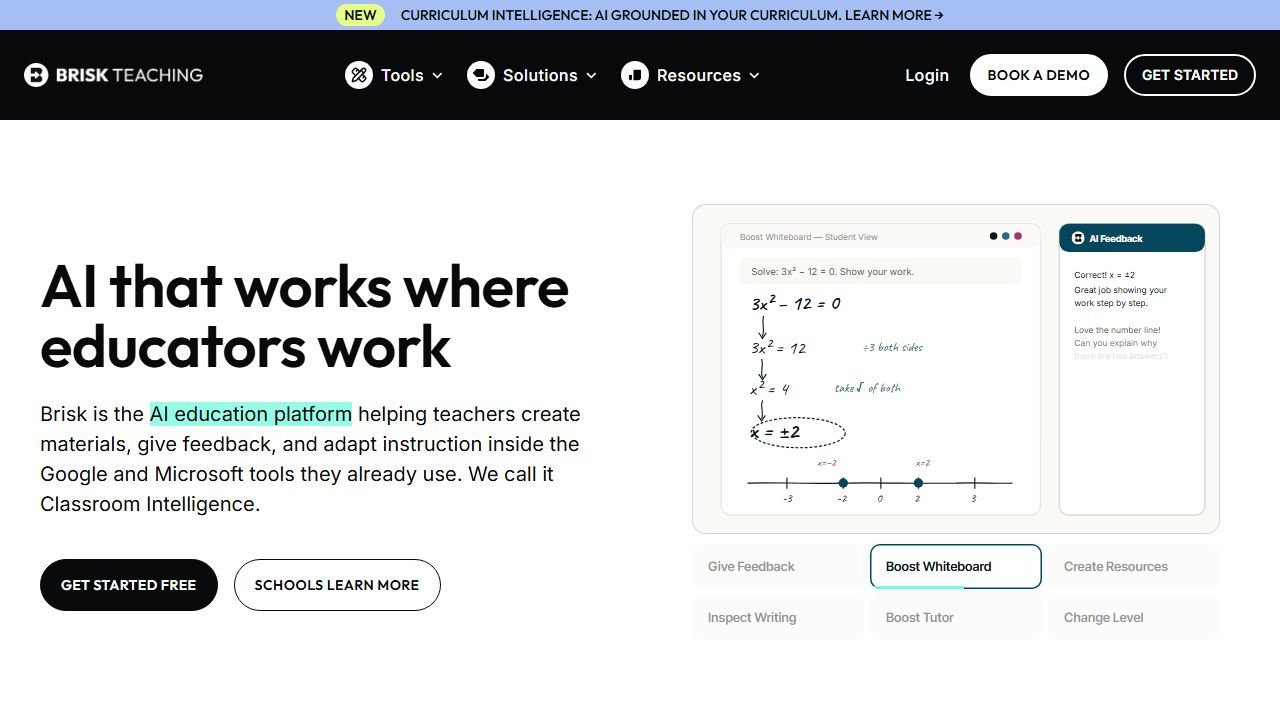 Brisk Teaching homepage in 2026
