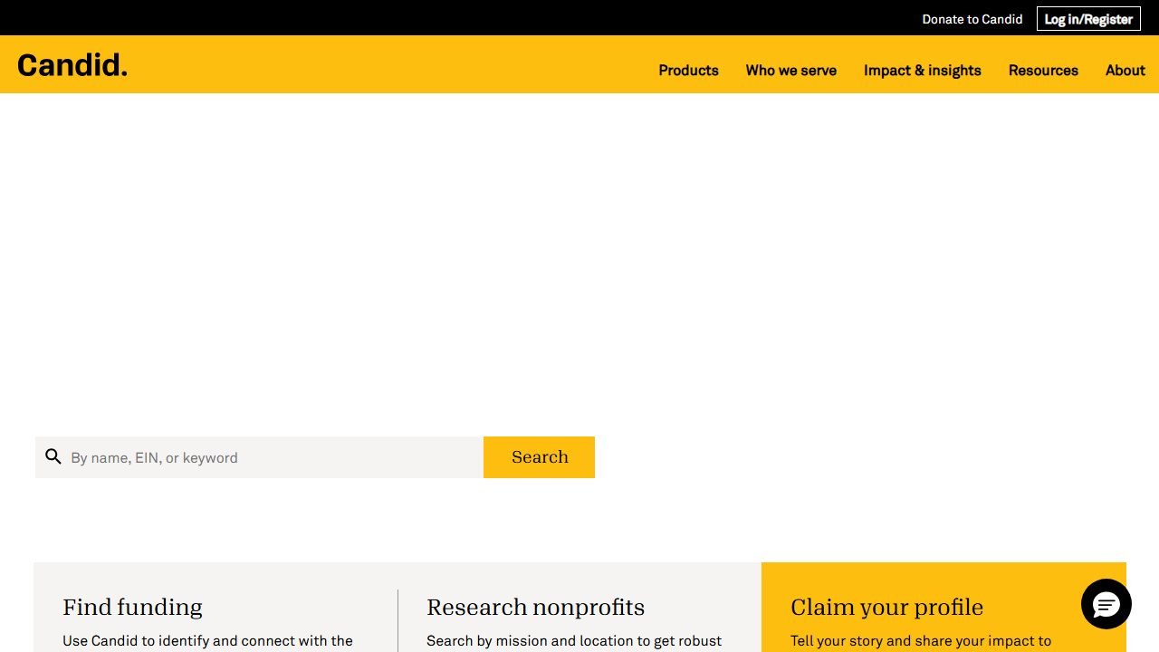 Candid homepage and interface
