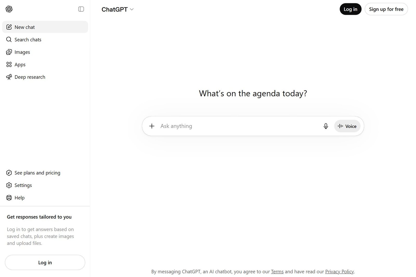 ChatGPT homepage