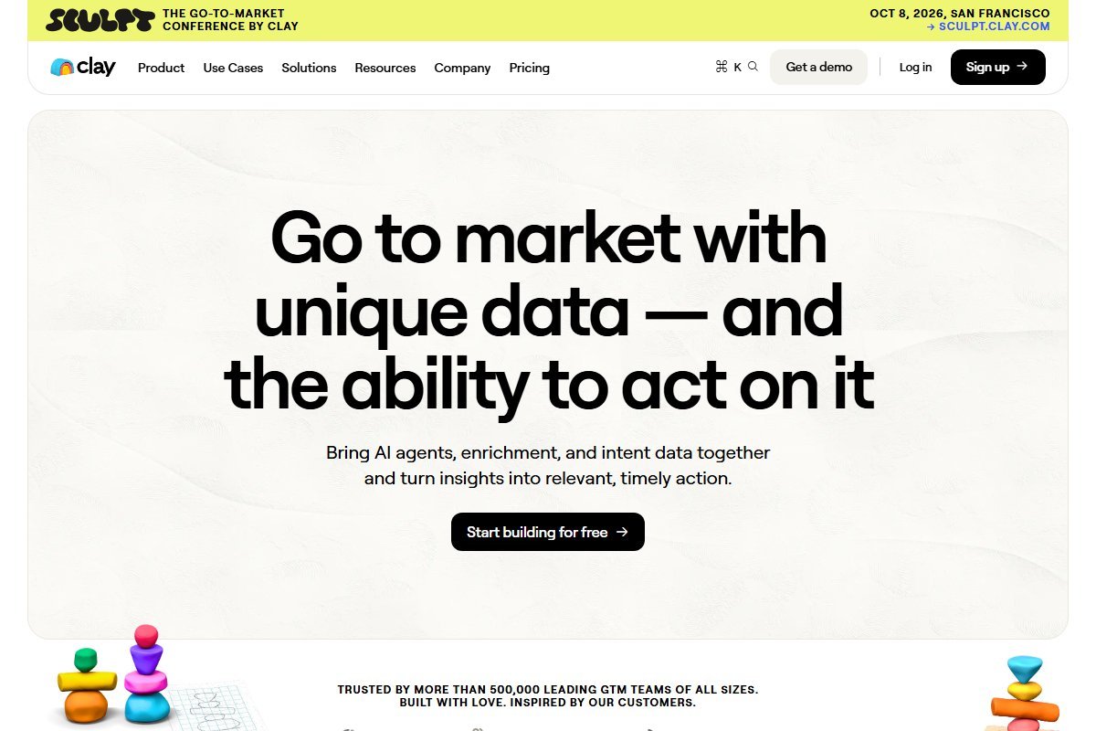 Clay homepage screenshot