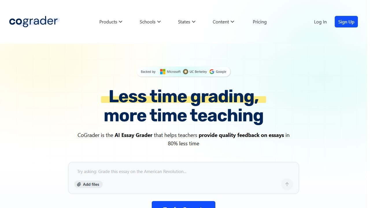 CoGrader homepage in 2026