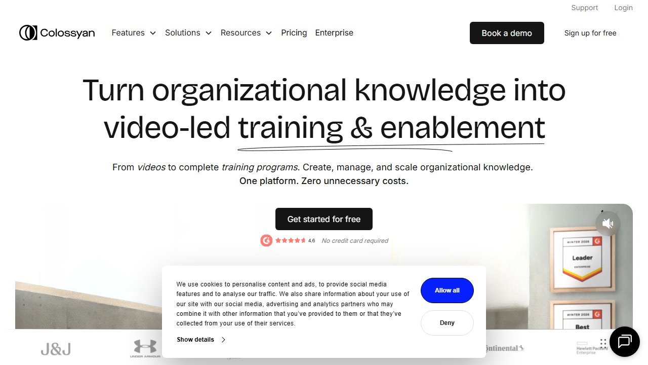 Colossyan AI training video platform homepage