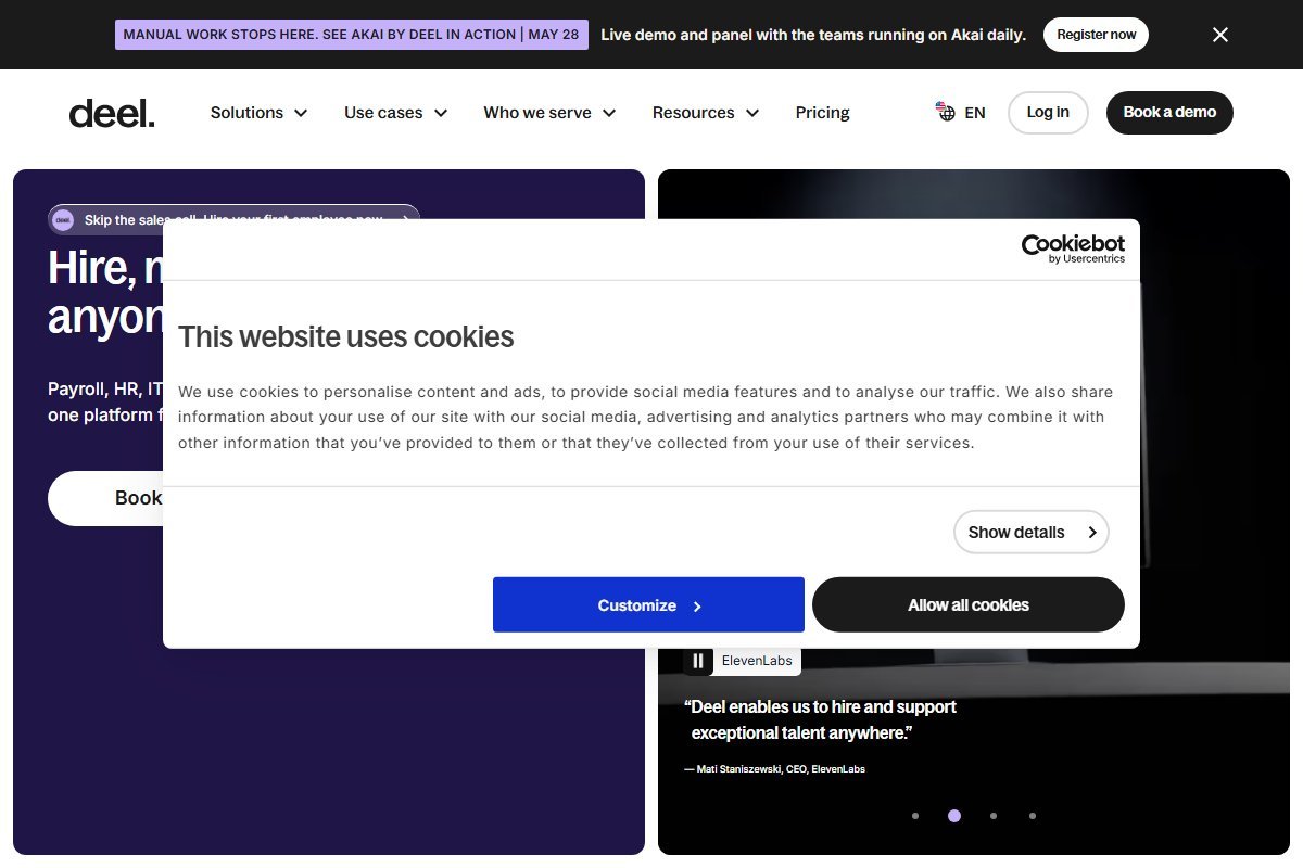 Deel homepage screenshot