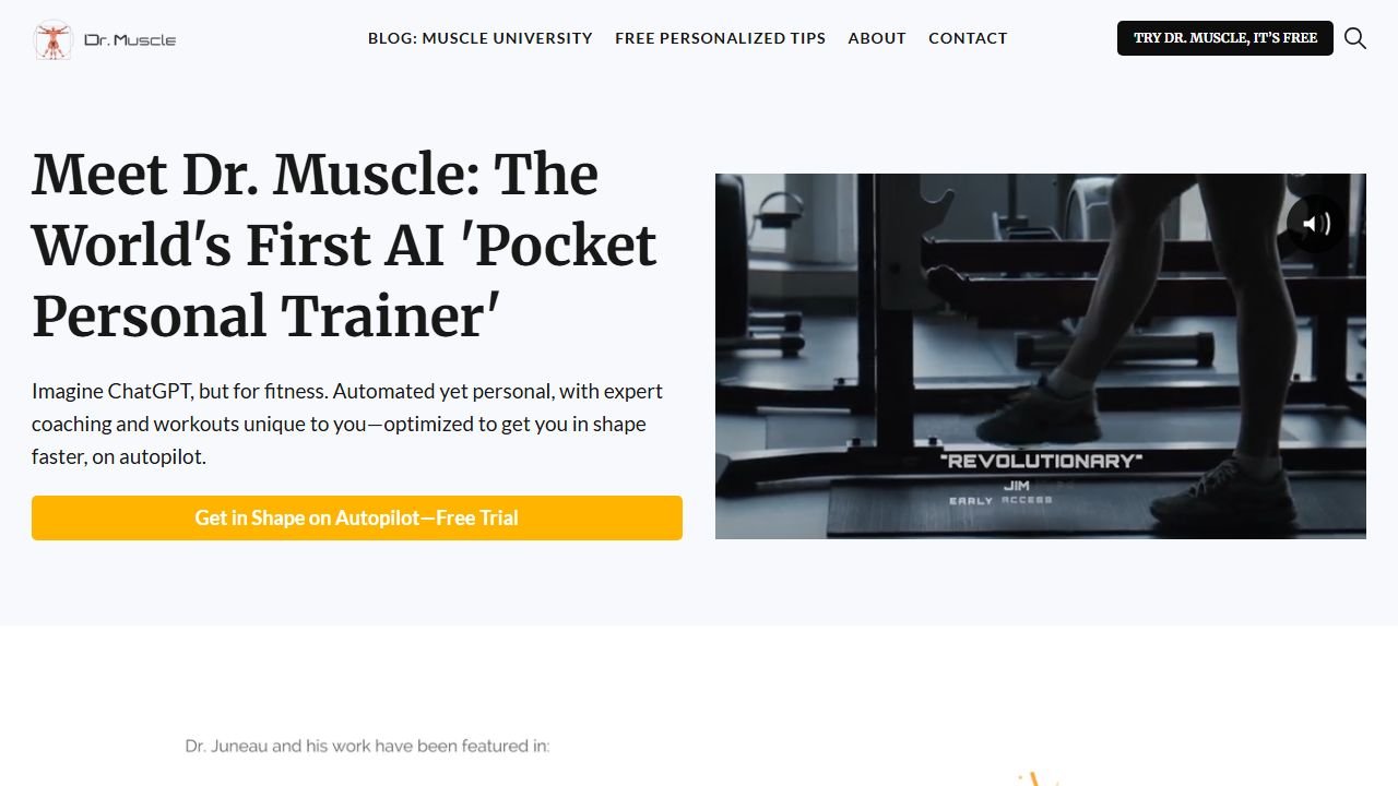 Dr. Muscle homepage in 2026