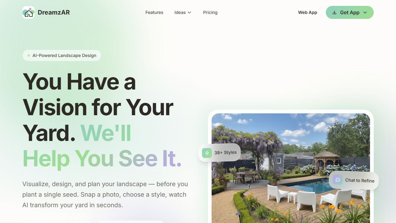 DreamzAR homepage in 2026
