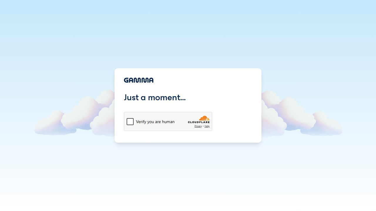 Gamma AI presentation tool homepage in 2026, generates decks from a text prompt in under 60 seconds