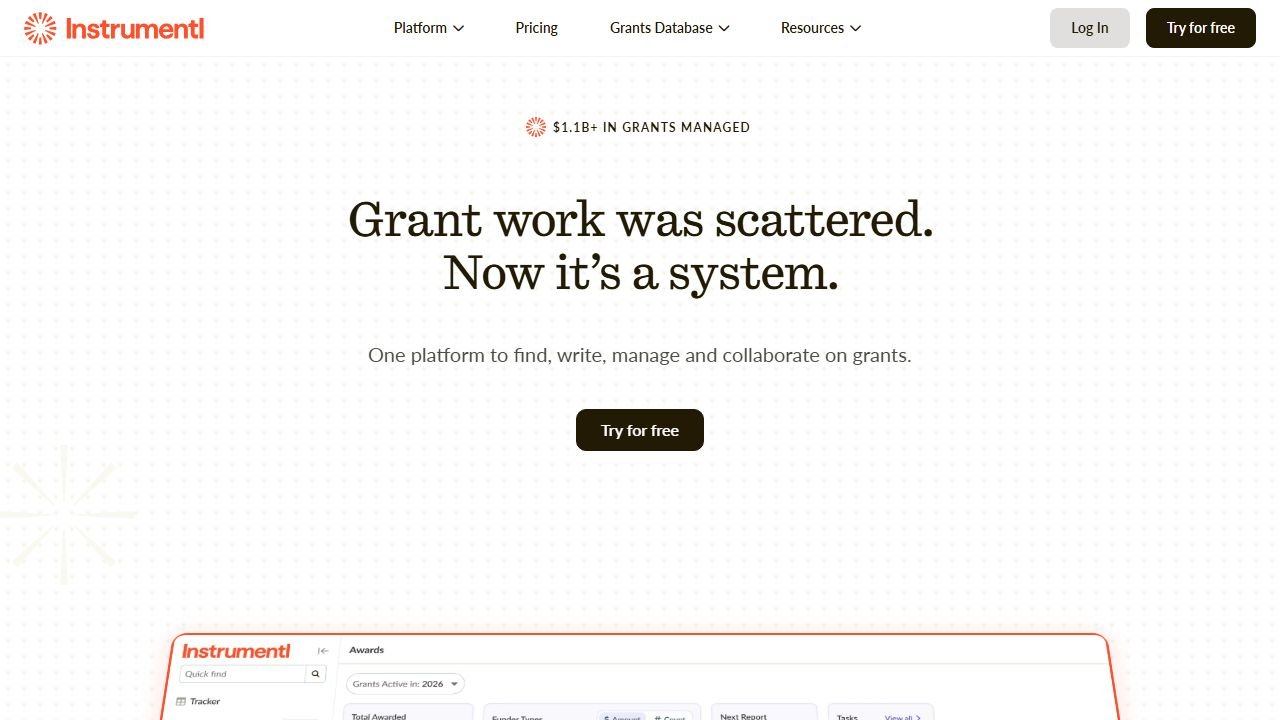 Instrumentl homepage in 2026