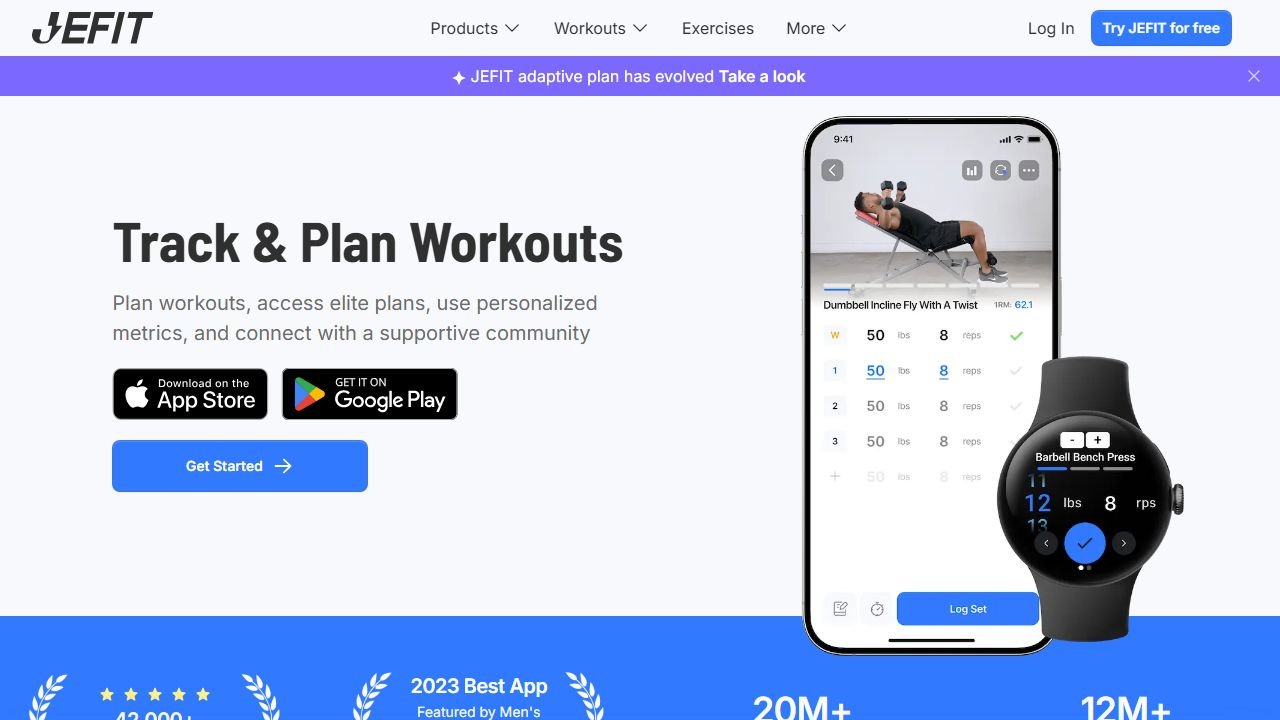 JEFIT homepage in 2026