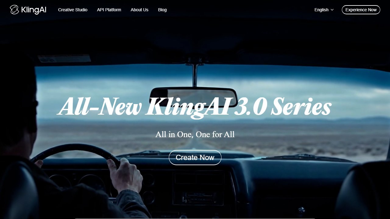 Kling AI 3.0 image to video tool homepage, Hollywood-style visual quality on the free tier