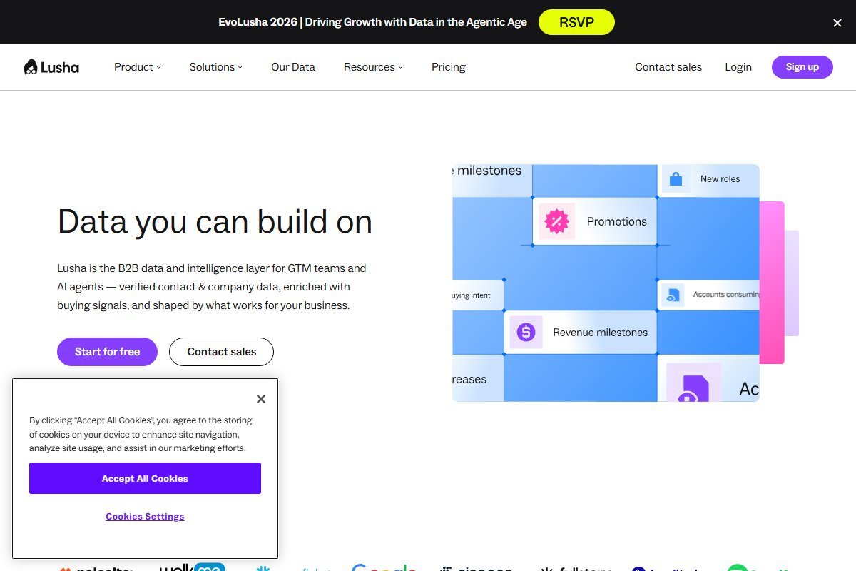Lusha homepage screenshot