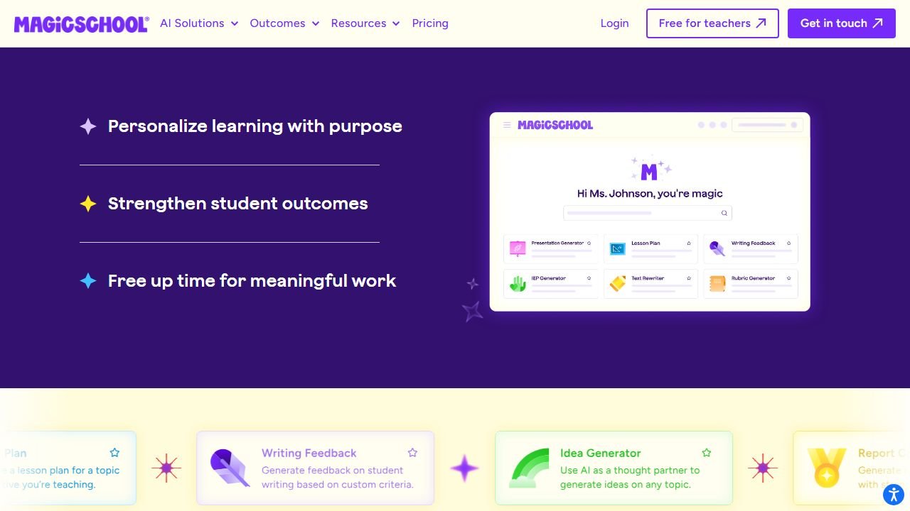 MagicSchool AI features section in 2026