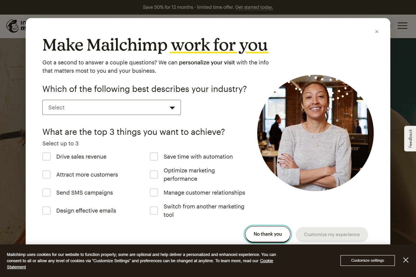 Mailchimp homepage