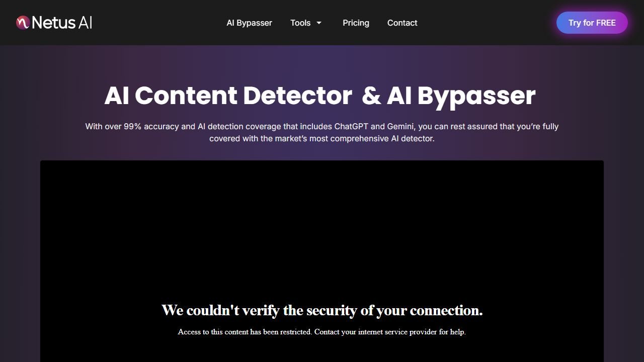 Netus AI homepage in 2026