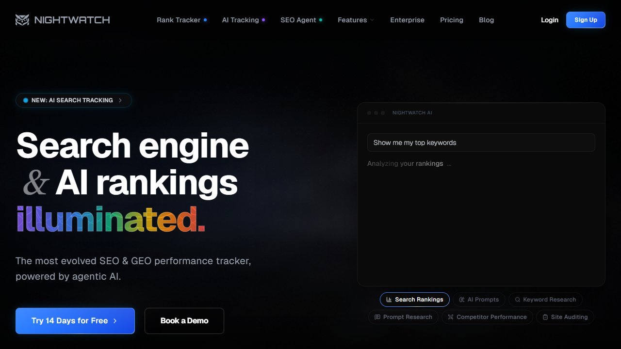 Nightwatch homepage and interface