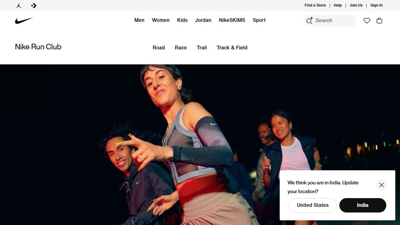 Nike Run Club homepage and interface