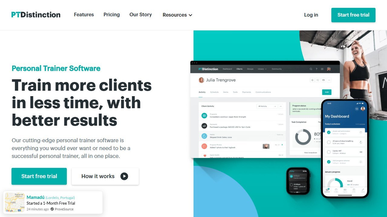 PT Distinction homepage and interface (2026)
