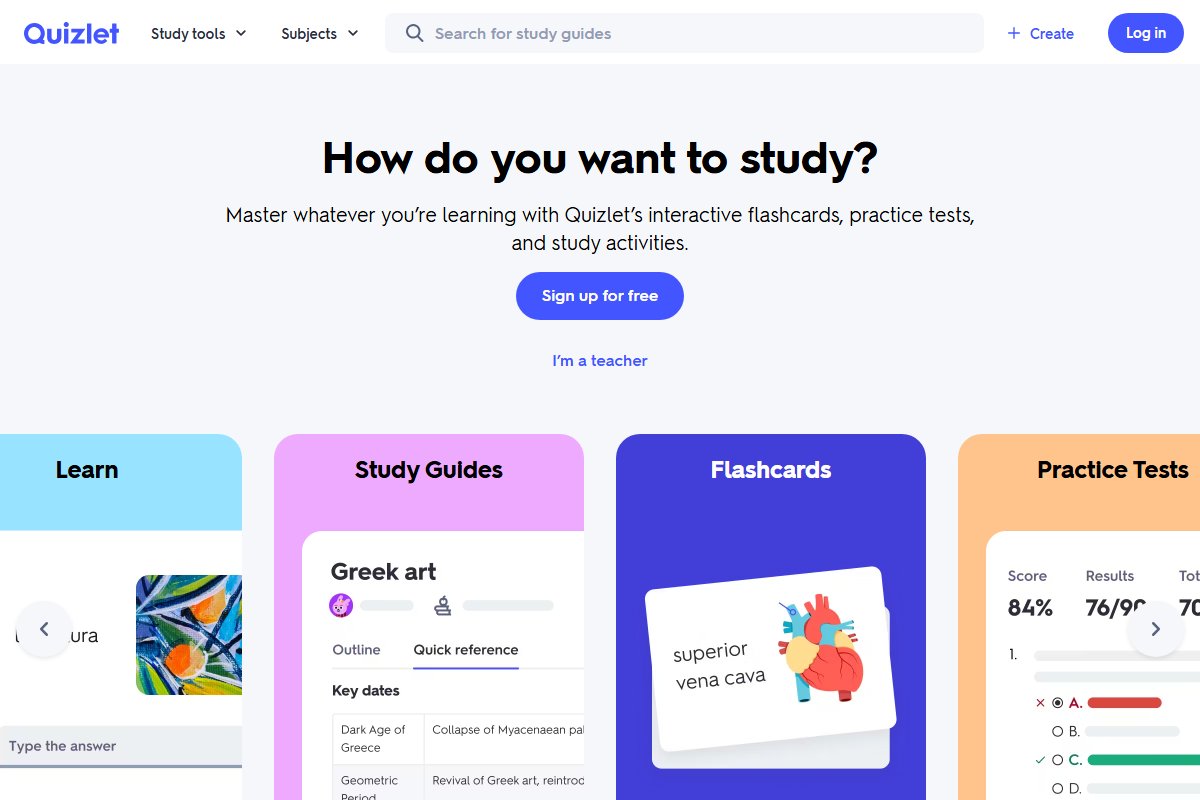 quizlet homepage