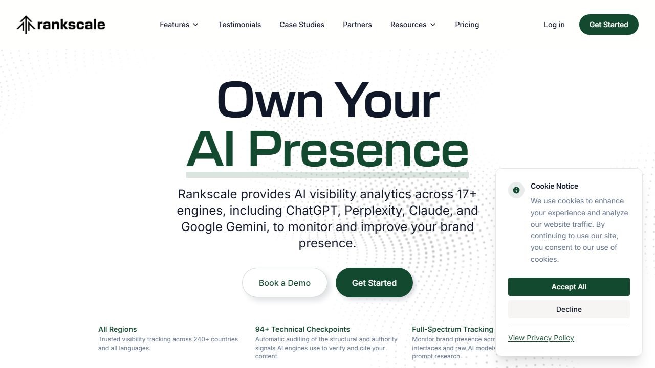 Rankscale homepage and interface