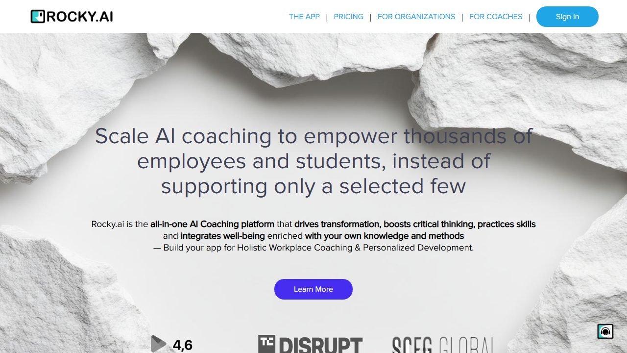 Rocky.ai homepage and interface