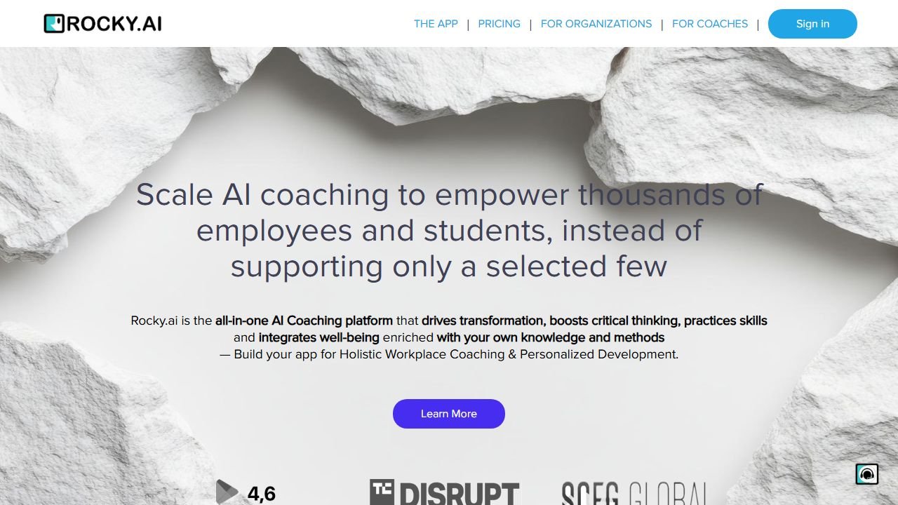 Rocky AI homepage in 2026