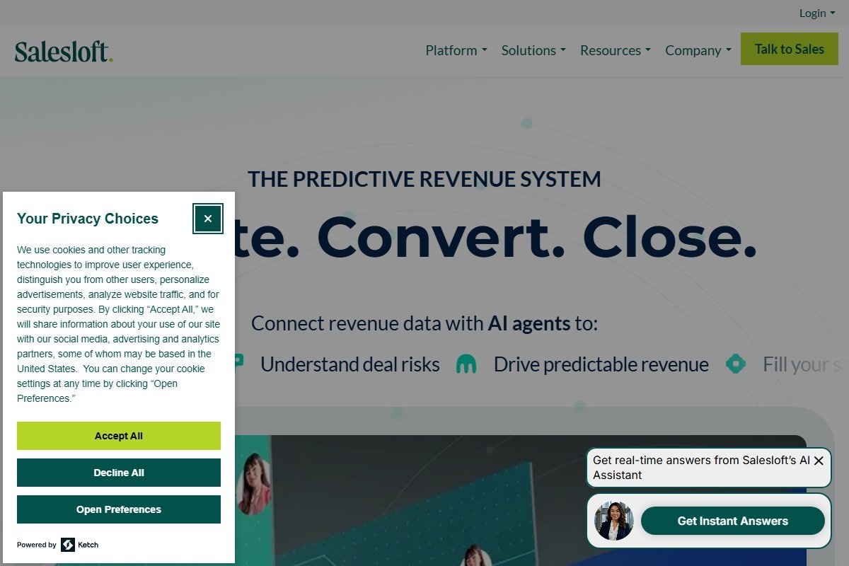 Salesloft homepage screenshot