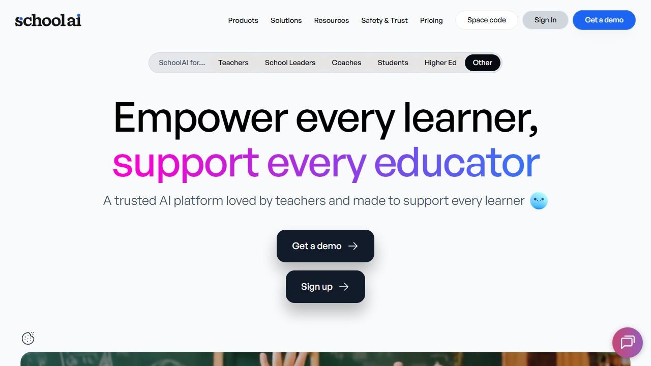 SchoolAI homepage in 2026