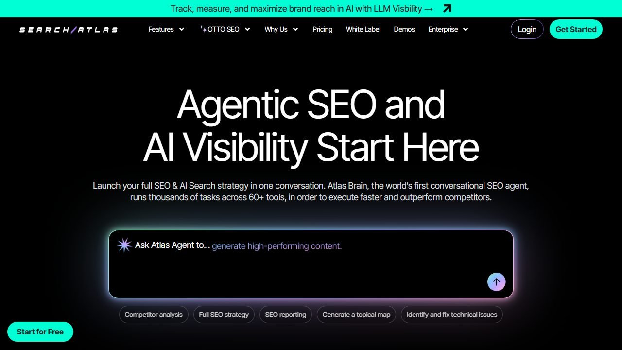 Search Atlas homepage and interface