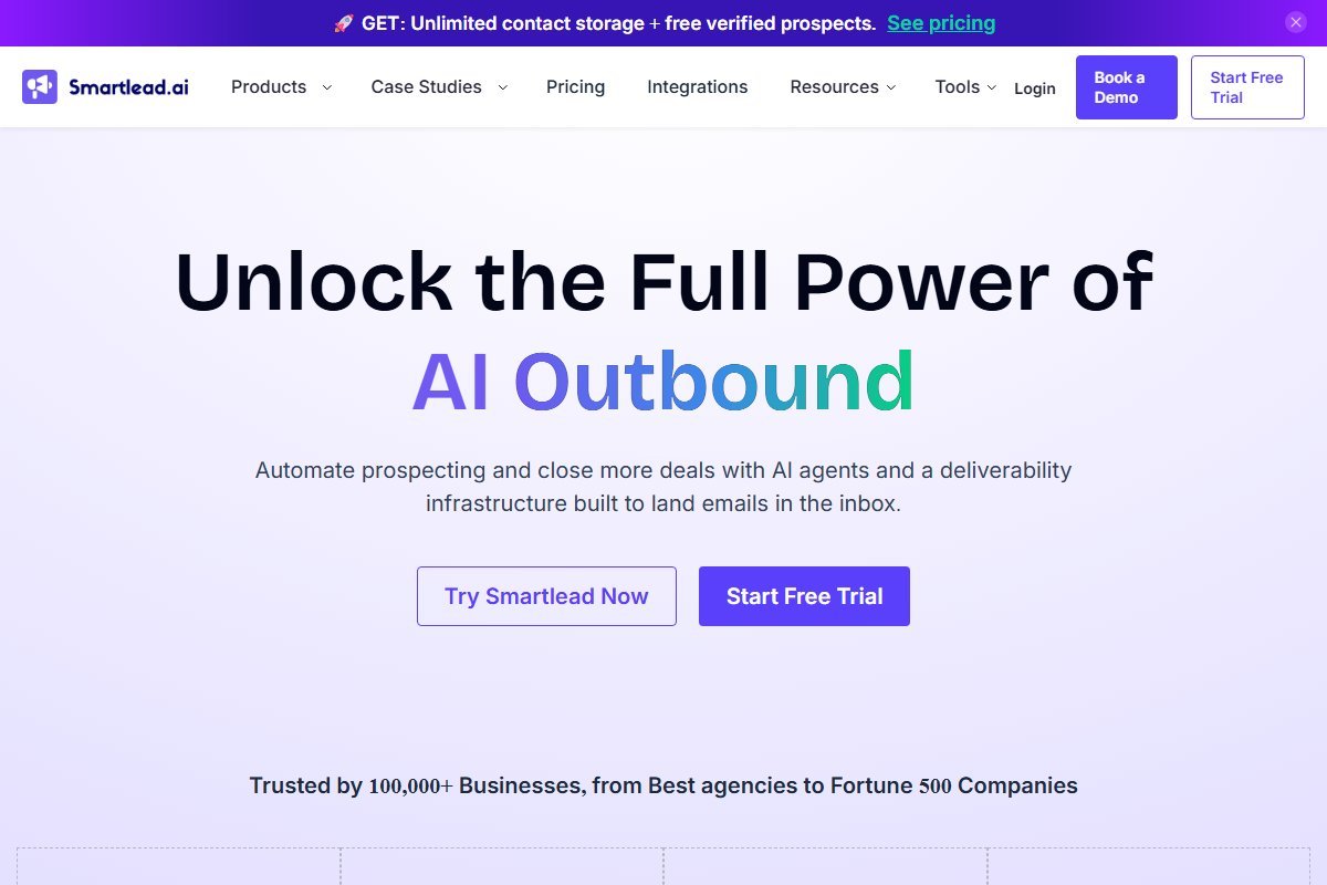 Smartlead homepage screenshot