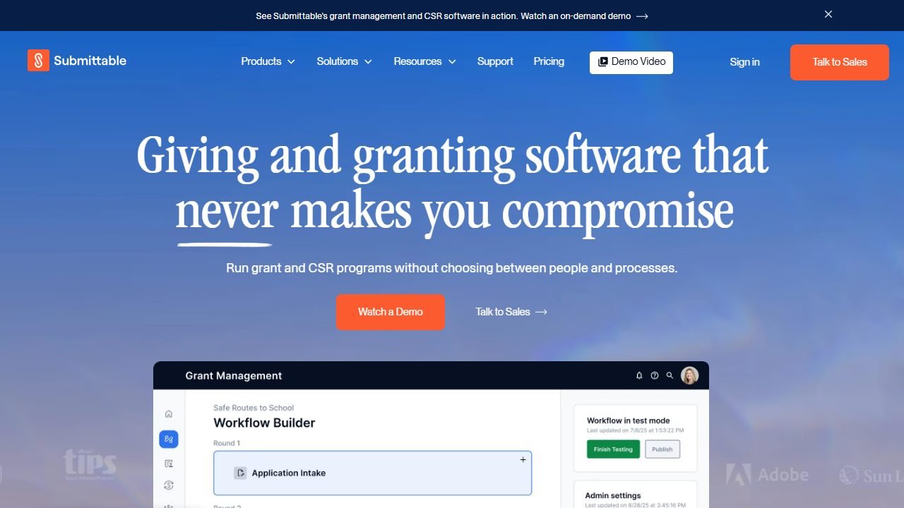 Submittable homepage and interface