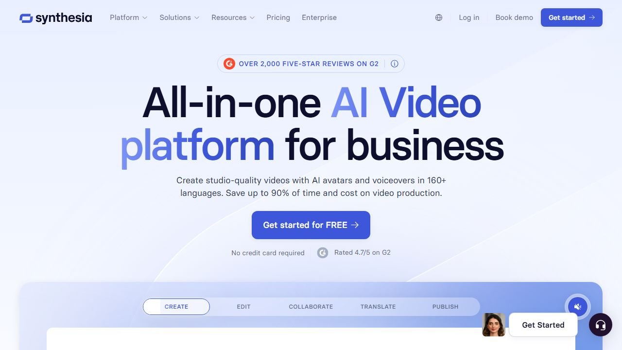 Synthesia homepage in 2026