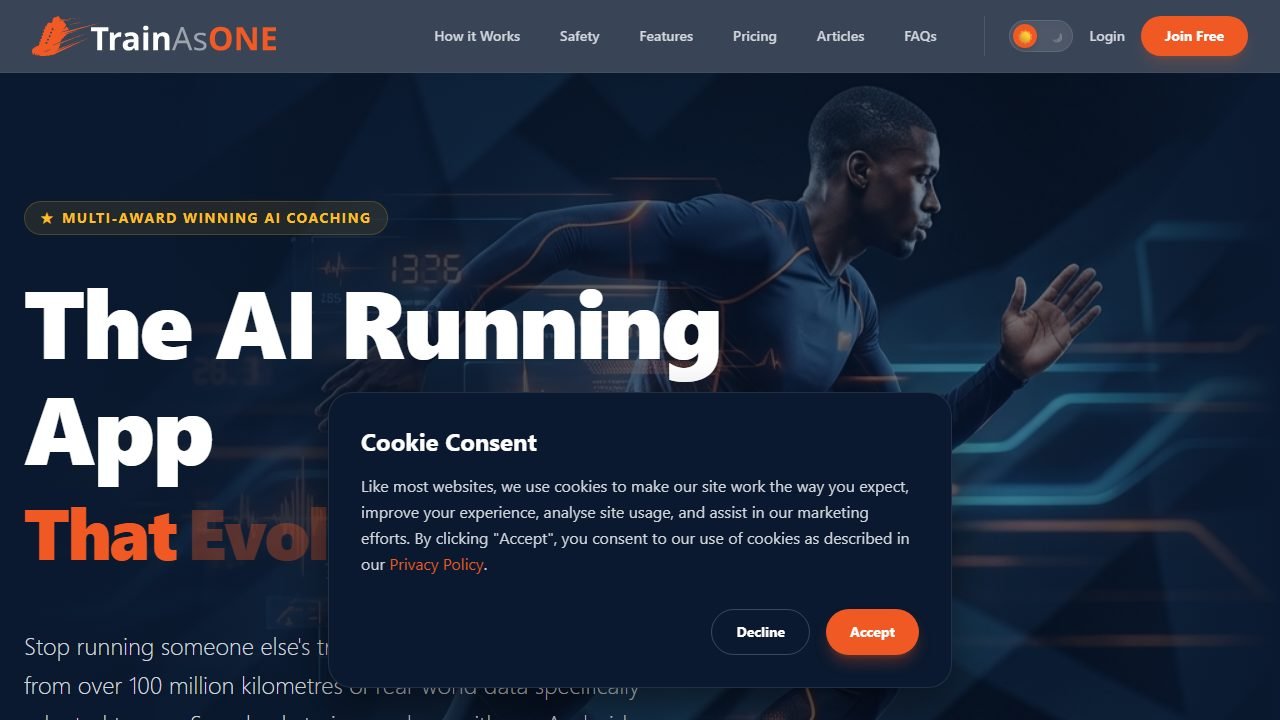 TrainAsONE homepage and interface