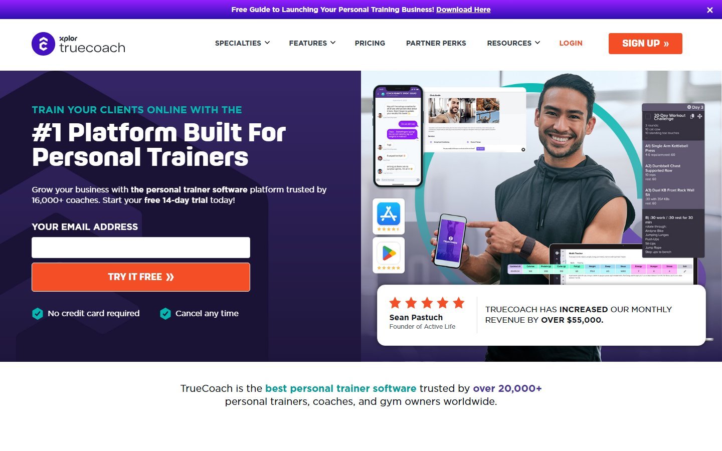 TrueCoach app homepage screenshot - truecoach pricing 2026