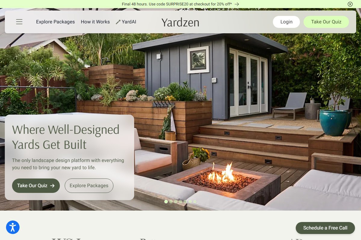 Yardzen online landscape design homepage