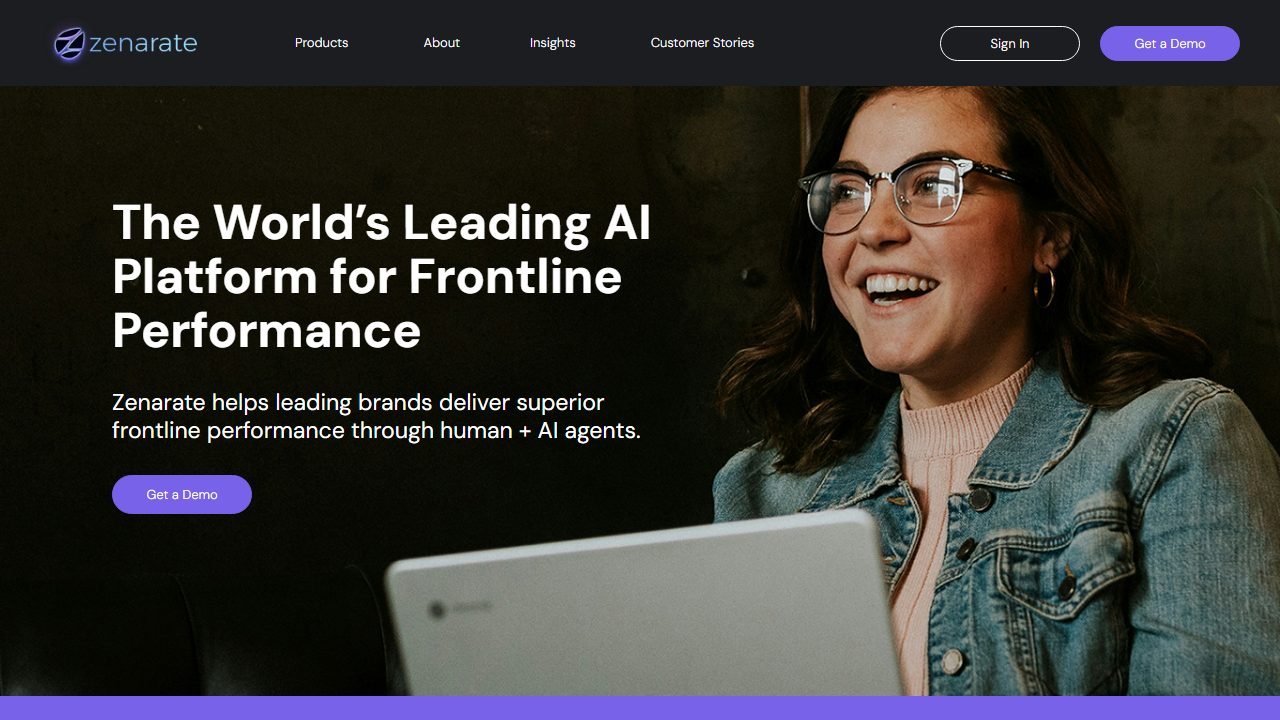 Zenarate homepage and interface