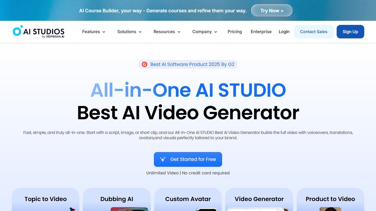 DeepBrain AI Studios homepage