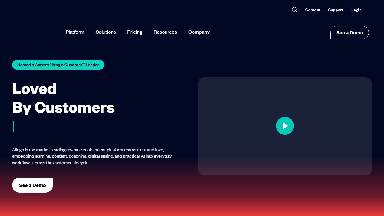Allego homepage and interface