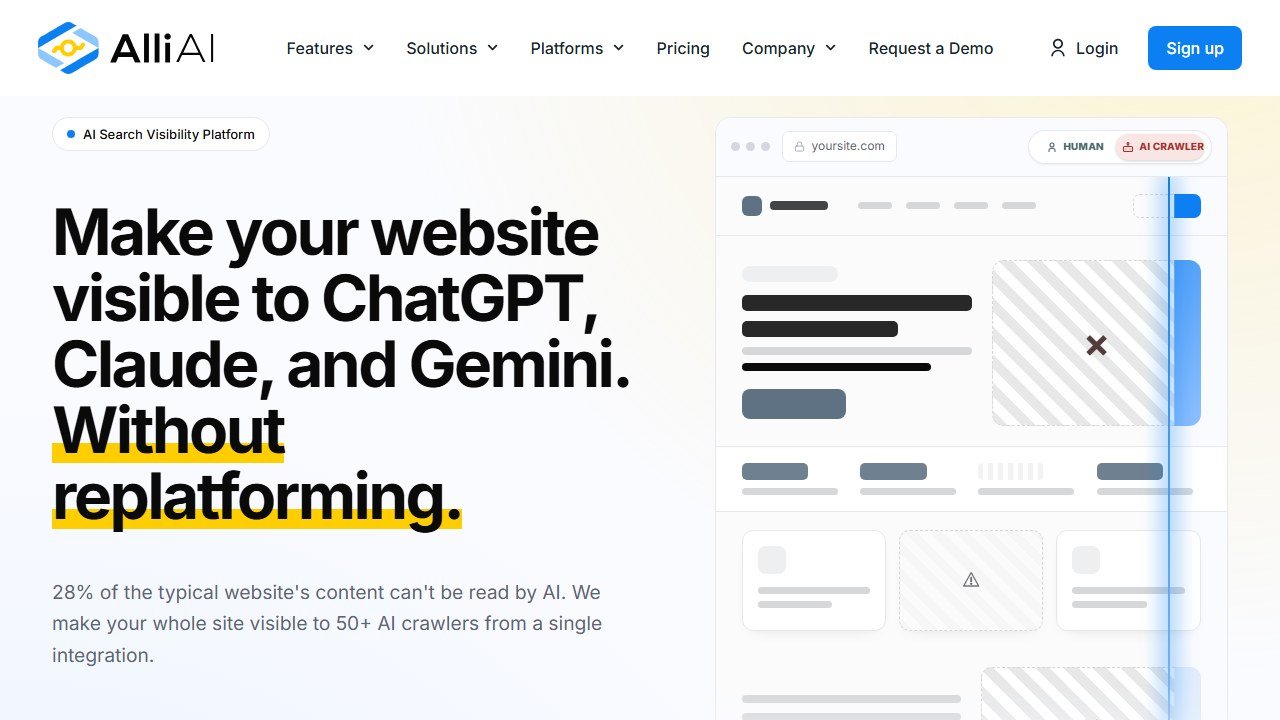 Alli AI homepage screenshot 2026